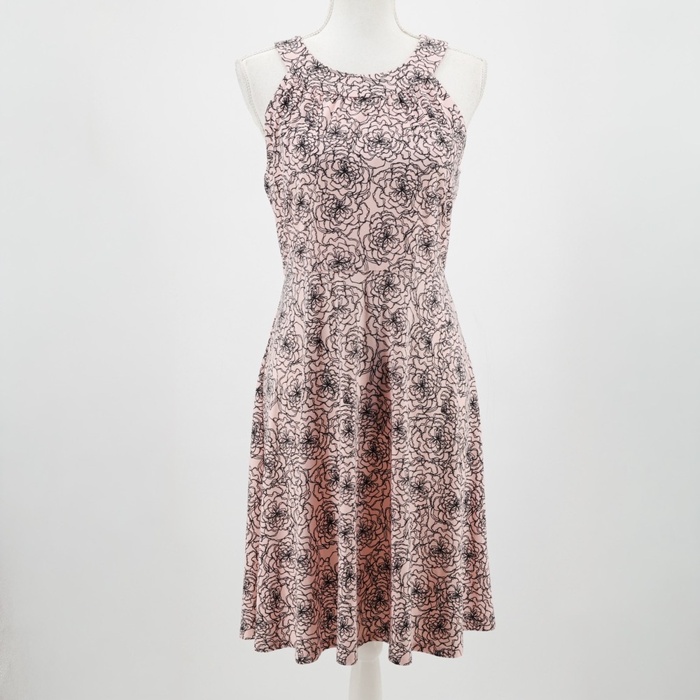 Tommy Hilfiger Pink Floral Fit Flare High Neck Sleeveless Dress 4